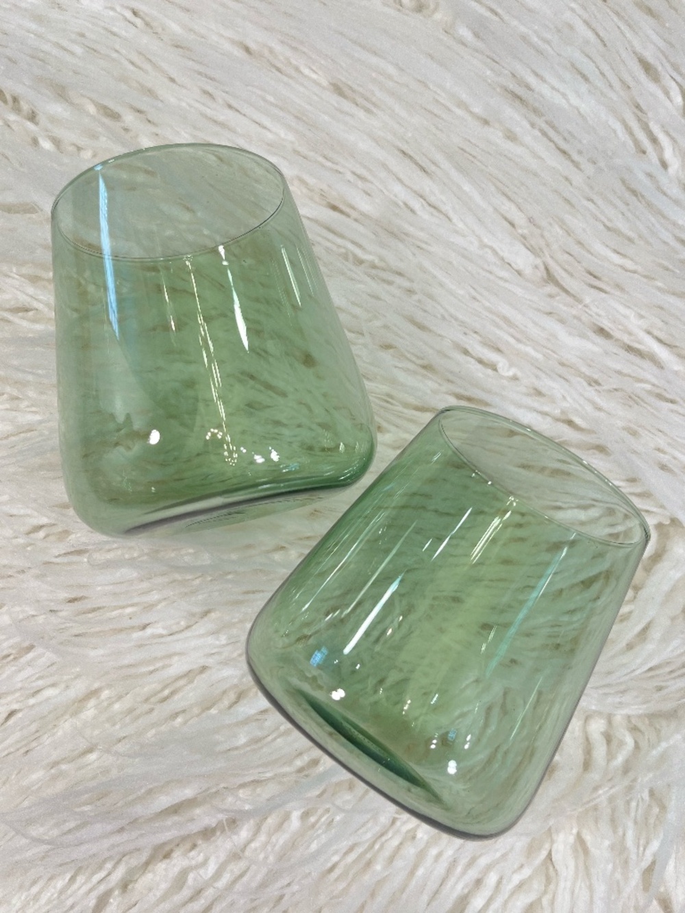 Anthropologie "Set of Margan Stemless wine glass in Sage" NWT